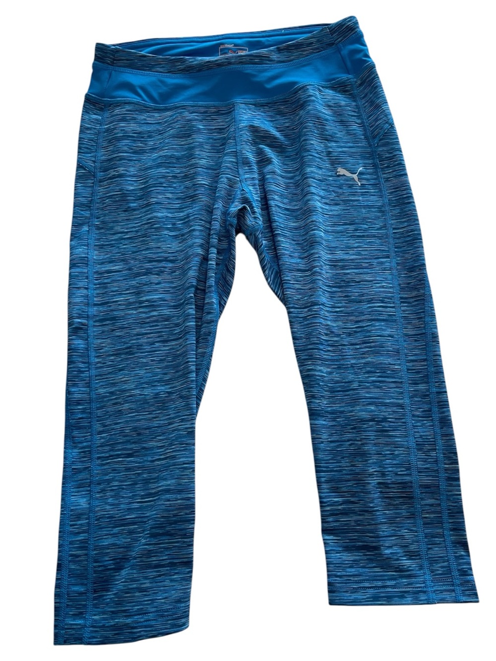 Puma Women's Heathered Blue Capri Leggings with Logo Size Small
